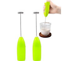 2 stuks Elektrische koffieblender - Draagbaar ontwerp - Handheld eierklopper/melkopschuimer - Neem 2 AA-batterijen mee.-19,5 x 3,5 x 2,5 cm - Perfect voor het thuis mixen van koffie, dranken en eenvoudige ingrediënten - Groen