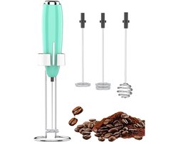 3 In 1 Elektrische Koffie Melk Opschuimer - Elektrische Melkopschuimer - Koffieschuimer - eiermixer - Handmatige Melkschuimer - Melkopklopper - groen - RVS - Inclusief Batterijen