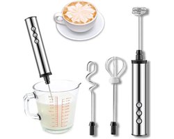 3-in-1 elektrische melkopschuimer - gardes - snelheden - oplaadbaar - mini-melkmixer - USB-mixer - eiermixer - handmatige mixer - melkkoffie - cappuccino frappe mixer