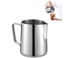 600 ml roestvrijstalen Latte Art-pot - Nauwkeurige tuitstroomregeling - Koffiemelkbeker - Latte Art-tool - 7,7 * 9 * 9,1 cm - Geschikt voor koffieliefhebbers om thuis latte art te creëren - Zilver.
