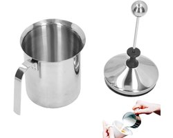 800ML Handmatige Melkschuimer - Dubbellaags RVS Melkopschuimer voor Cappuccino en Latte
