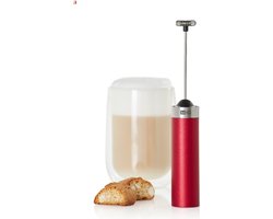 AdHoc Rapid Elektrische Melkopschuimer – RVS – Inclusief Stand – Snel en Krachtig – Rood