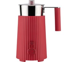 Alessi Melkopschuimer Plissé – Rood – Ontworpen door Michele de Lucchi – MDL13 R – Stijlvol en Krachtig – Perfect voor het Maken van Melkopschuim voor Koffie en Cappuccino