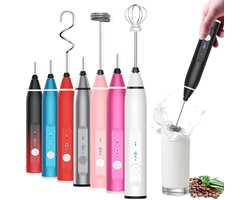 Crrynuo Elektrische Melkopschuimer - Melkklopper - Oplaadbare Handblender - Eierklopper - Melk Opschuimer Zwart - Blender Met 3 Roestvrijstalen Gardes
