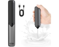Daity Een oplaadbare melkopschuimer met deksel, een draagbare handmixer voor dranken, elektrische melkopschuimer, geschikt voor koffie, latte, cappuccino, smoothies, warme chocolademelk, enz. (zwart)