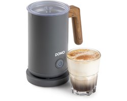 DOMO DO745MF “Wood You” Elektrische Melkopschuimer - Melkklopper - Warm en Koud Opschuimen - Mat Grijs - Houtlook afwerking