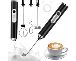 Draagbare elektrische melkopschuimer 3-in-1 - Oplaadbare USB, mini mixer met verstelbare snelheden voor latte en cappuccino