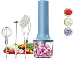 Elektrische Handmixer voor Keuken - Melkopschuimer en Elektrische Gardeset - Draadloos en Oplaadbaar - Voor Hakken, Mixen en Pureren - Mini-Hakmolen - 4 Snelheden - 300 ml