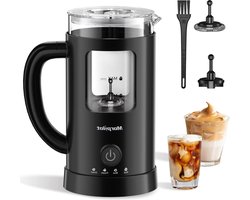 Elektrische Melkopschuimer 4-in-1 550 W - Warme en Koude Melkopschuimer - 600 ml - Latte Patroon - Zwart