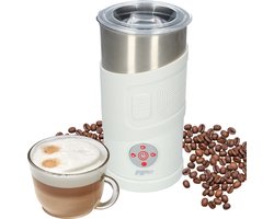 Elektrische melkopschuimer - 4-in-1 - Melkschuimer - Perfect voor capuccino - Met schenktuit - Verschillende Standen - Warm en koud opschuimen - Tot 350ml - Makkelijk schoon te maken - Verwarmingselement met zuignappen en 90cm snoer - Wit