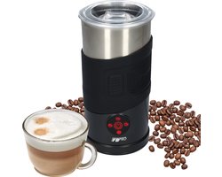 Elektrische melkopschuimer - 4-in-1 - Melkschuimer - Perfect voor capuccino - Met schenktuit - Verschillende Standen - Warm en koud opschuimen - Tot 350ml - Makkelijk schoon te maken - Verwarmingselement met zuignappen en 90cm snoer - Zwart