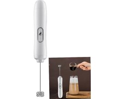 Elektrische melkopschuimer - Draadloze handgarde - Semi-automatische koffieblender - Garde op batterijen - 3-snelheidsregeling - Perfect voor zelfgemaakte koffie, eenvoudig melk opschuimen en het verbeteren van de smaak van dagelijkse dranken - Wit