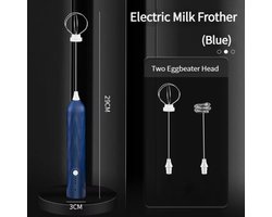 Elektrische melkopschuimer - Draagbare eiklopper - USB-oplaadbaar - Handheld koffiezetapparaat - Milkshaker Mixer Schuimmaker - Foodblender - met 2 koppen + 1 oplaadkabel - blauw