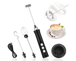 Elektrische melkopschuimer - drie garden USB-oplaadbaar - handheld melk frother - roestvrij stalen opschuimer - koffie - latte - cappuccino - warme chocolade - matcha
