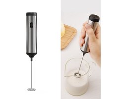 Elektrische melkopschuimer - Handheld melkopschuimer - Melkopschuimer van roestvrij staal - 23,7 * 6,8 cm - Oplaadbaar - Standaard niet inbegrepen - Geschikt voor het maken van dranken, cappuccino, warme chocolademelk, milkshakes - Zilver