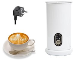 Elektrische melkopschuimer - Melkopschuimer - 4 in 1 - 250 ml Automatische uitschakeling - Roestvrij staal - Elektrische melkopschuimer - Automatische koude en warme opschuimer en melkverwarmer - Draagbare melkopschuimer - Wit