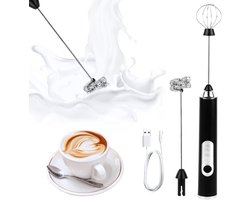 Elektrische Melkopschuimer - Melkopschuimer Elektrisch - Melk Opschuimer Handmatig - Melkopschuimers - Melkopschuimer Handmatig - miniklopper met dubbele gardekop - Melkschuimer - Melk Opschuimer - voor koffieroom Cappuccino Latte
