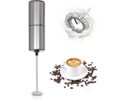 Elektrische Melkopschuimer - Melkschuimer - Draadloos op Batterijen (niet inbegrepen) - Zonder Stekker - Handmatige Melkopschuimer - RVS+ABS - voor Melk, Matcha, Koffie, Warme Chocolademelk