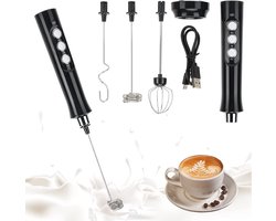 Elektrische melkopschuimer met dubbele garde - handmatige ei klopper - USB oplaadbaar - voor koffie - latte - cappuccino - room - eieren kloppen frappe mixer