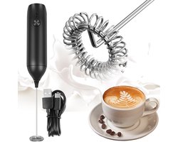 Elektrische melkopschuimer, oplaadbaar, elektrische melkopschuimer, draagbare USB-elektrische melkopschuimer, geschikt voor koffie, latte, cappuccino, matcha, macchiato en andere dranken.