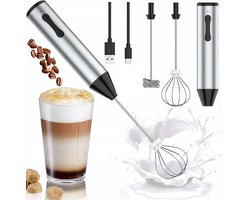 Elektrische melkschuimer, oplaadbaar via USB, twee instelbare snelheden, Geschikt voor het maken van koffie en cappuccino.