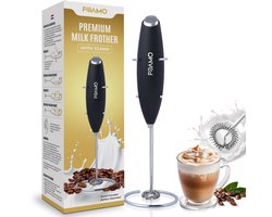 Foamo® Luxe Melkopschuimer - Hand Melkschuimer Electrisch - Matcha Klopper Elektrisch - Melkklopper - Opschuimer voor Melk - Kleine Mixer - Handmatig - Zwart