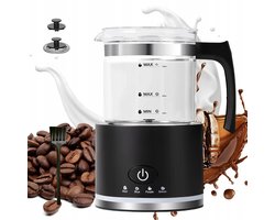 Glazen Melkopschuimer - Elektrische Melkopschuimer 600W - 4-in-1 Cappuccino & Latte - 500ml Glas Beker - Geschikt voor Keuken en Koffiebar