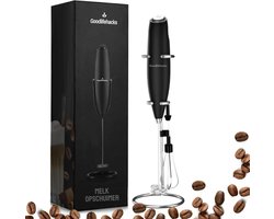 Goodlifehacks melkopschuimer electrisch - Matcha Klopper - Matchaset - Handmatig - Nespresso - Met Garde - Zwart