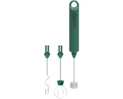 Handheld elektrische melkopschuimer met 3 vervangende mengkoppen - 3 snelheden - volledig automatisch voor melk, koffie, latte, warme chocolademelk - groen