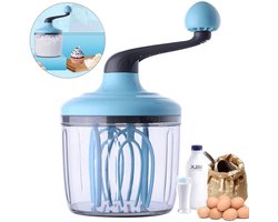 Handmatige Eierklopper - Slagroommixer met 1000ml Kom - Antislip Onderstel - Ergonomische Handgreep - Demontabel voor Eenvoudig Schoonmaken - 1 Stuks