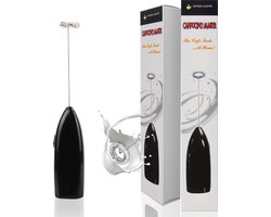 INTER-CAFFÈ® Melkopschuimer - Melkopschuimer Electrisch - Handmatige Melkopschuimer - Elektrische Melkopschuimer - Melkschuimer - Zwart