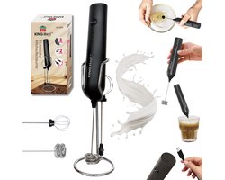 KINGHoff Elektrische Melkopschuimer – Draadloos – USB-C Oplaadbaar – 3 Snelheden – 2 Opzetstukken – KH-2001