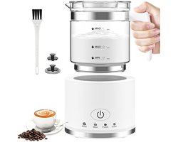 Kitchen Glazen Melkopschuimer - Elektrische melkopschuimer - Glazen kan & PFAS-vrij - Vaatwasserbestendig - Wit