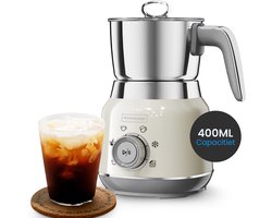 KitchenApp Retro Melkopschuimer RVS kan – PFAS-vrij – Vaatwasserbestendig – Beige