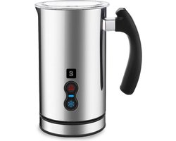 KitchenBrothers Elektrische Melkopschuimer - 240 ML - Melkklopper - Handige Melkschuimer - RVS/Zwart