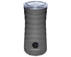 KitchenBrothers Elektrische Melkopschuimer - 4-in-1 - BPA- & PFAS-Vrij - Melkklopper - 240 ML - Handige Melkschuimer - Antraciet