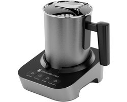 KitchenBrothers Elektrische Melkopschuimer - 4-in-1 - Melkklopper - 400 ML - Vaatwasserbestendig - Voor 3 Cappuccino's - RVS/Zwart