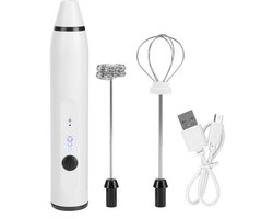 Kleine elektrische garde, USB oplaadbare mini-melkschuimer, handmelkschuimer en mixer voor koffie, latte en warme chocolademelk (wit)