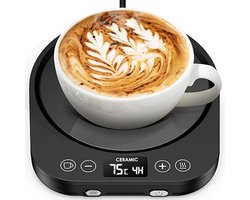 Koffiewarmer, verbeterde kopjeswarmer, elektrische koffiewarmer, 9 temperatuurinstellingen, bureau, kopjeswarmer met 1-9 uur automatische uitschakeling, voor koffie, thee, cacao, melk