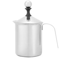 longziming -Handmatige Melkopschuimer 800 ml – Roestvrijstalen Melkopschuimer met Dubbel Filter – Geschikt voor Cappuccino, Latte & Koffie – Sterke Schuimkan voor Thuisgebruik of Café