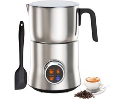 LotaHome - Melkopschuimer met Inductietechniek - Met Digitaal Display - 4-in-1 Elektrische Melkopschuimer - Automatische Melkopschuimer - Cappuccino, Latte, Melk, Chocolademelk - Vaatwasserbestendig - Opschuimen en Verwarmen - 900 ml - RVS - Zilver