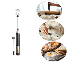 melkopschuimer electrisch- melkopschuimer elektrisch-staafmixer-melkklopper-melk opschuimer-melkopschuimer oplaadbaar-melkopschuimers-Elektrische Melkopschuimer met 3 Standen-Matcha klopper-voor Latte & Matcha-Zwart en goud
