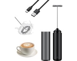 Melkopschuimer Electrisch - Melkopschuimers - Hoge Snelheid 10.000 Omw/min Voor Romige Microschaum En USB-C Oplaadbaar - 1 Stuk - Thuis/Kantoor/Zwart
