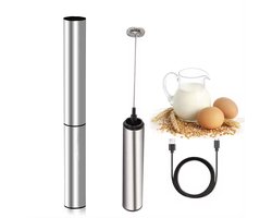 Melkopschuimer electrisch – USB oplaadbare handmatige melkopschuimer – Hoog efficiëntie & laag geluidsniveau – Draagbaar, geschikt voor kamperen en outdoor – Instelbare dubbele snelheid 11000 rpm & 13000 rpm