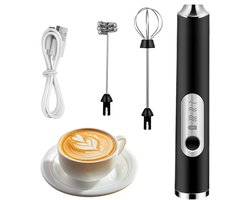 Melkopschuimer Elektrisch - Melkopschuimers - Melkklopper - Melk Opschuimer - USB Oplaadbaar - 3 Snelheidsfunctie - Zwart
