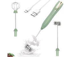 Melkopschuimer - Elektrische Melkopschuimer - Melk Opschuimer - Handmelkschuimer - Dubbele Garde Melkschuimer Handmixer Met Usb-C - 3 Snelheden Instelbaar Koffieschuimer Drankmixer Voor Lattes, Matcha, Warme Chocolademelk, Eieren, Matcha