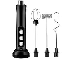 Melkopschuimer Handheld - Elektrische melkopschuimer - Draagbare elektrische melkopschuimer - 3 instelbare snelheden Mini melkopschuimer voor latte - Zwart