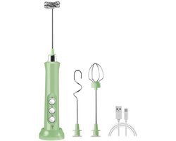 Melkopschuimer - Melkopschuimer elektrisch - Melkopschuimers - Melkopschuimer electrisch - USB oplaadbare melkopschuimer - 3-snelheden elektrische schuimmaker - Met roestvrijstalen garde - Voor koffie-cappuccino-latte-matcha-eiwitpoeder - Groente