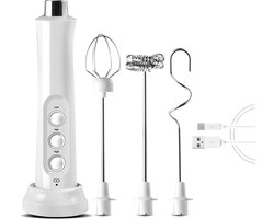 Melkopschuimer - melkopschuimer elektrisch - melkopschuimers - melkopschuimer electrisch - USB oplaadbare melkopschuimer - 3-snelheden elektrische schuimmaker - met roestvrijstalen garde voor koffie, cappuccino, latte, matcha-eiwitpoeder