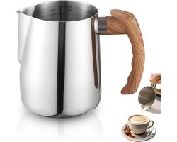 Melkopschuimer - Melkopschuimer - Met Handvat - Roestvrijstalen Espressokopje - Roestvrijstalen Melkopschuimer - Cappuccinokannetje - Schenkkannetje - Espressokopje (600 Ml)